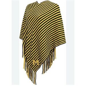 University Of Michigan Specialties Striped Team Knit‎ Poncho